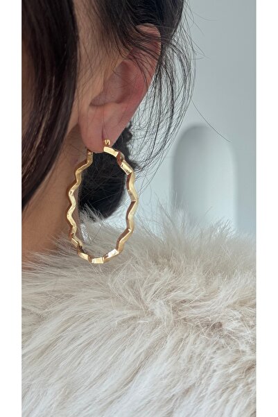 Vi store Çelik Zikzak Halka Küpe