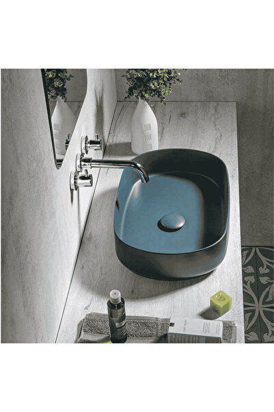 AdnDesing Isvea Infinity Mat Petrol Yeşili Tezgah Üzeri Lavabo 55cm