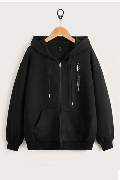pandy 2 Συσκευασία κάθετη στάμπα Unisex με κουκούλα καγκουρό με τσέπη Oversize εποχιακή φούτερ με φερμουάρ / ζακέτα