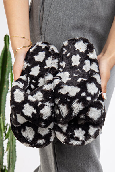 Jackers Papuci de casă Cross pentru femei Papuci de iarnă din lână