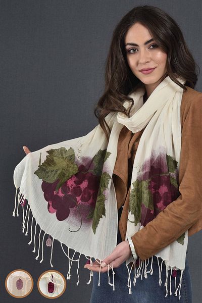 Dosimira Women's Grape Lace Printed Cotton Scarf