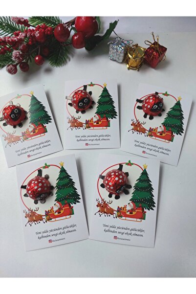 Lilamor 10 Adet Yılbaşı,Yeni Yıl Hediyesi Uğur Böceği Çikolata