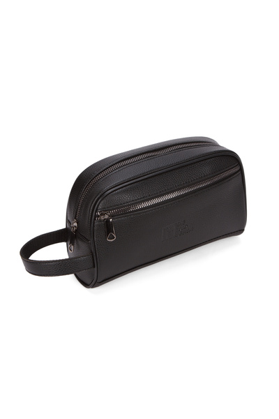 LOOP DESIGN Black Vegan Leather Personal Care and Daily Clutch Bag, Large Portfolio & Clutch Bag