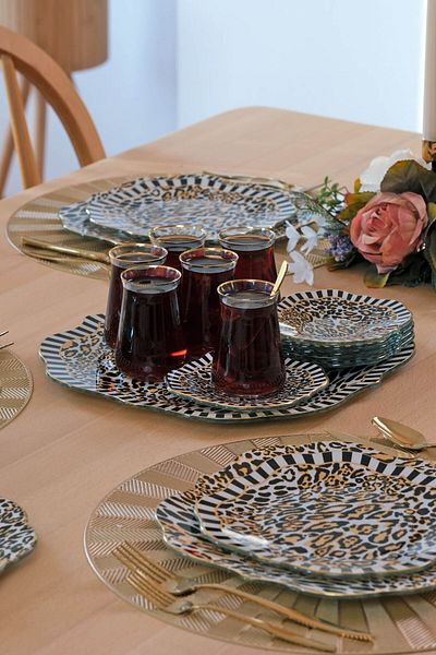 Glore Leopard Gold Gilt Glass Tray