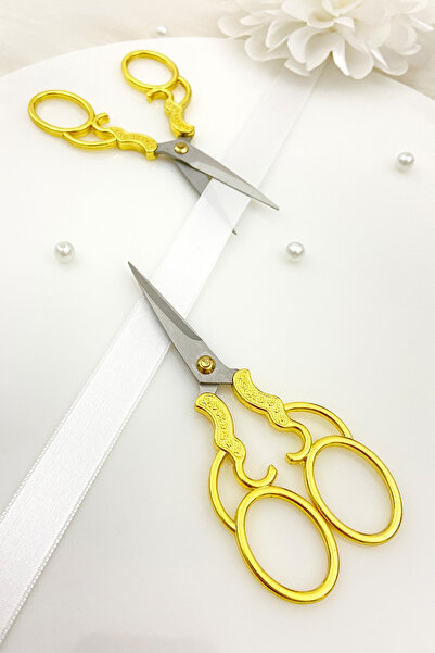 ZEYMERADE مقص الخطوبة من Gold Promise، مقص تطريز خاص بفتح الشريط في يوم خاص