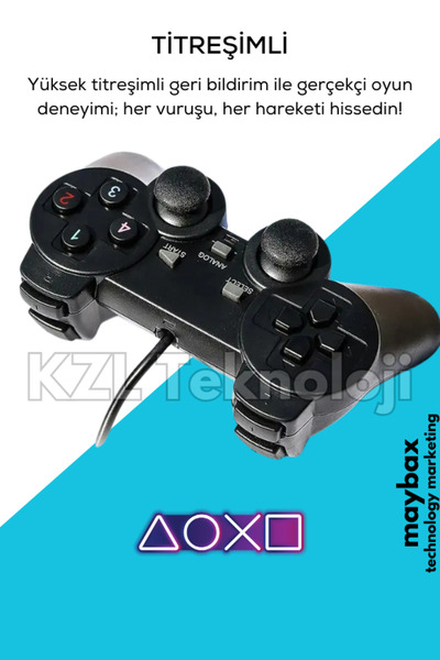 Maybax Oyun Kolu Pc Laptop PS3 Uyumlu Titreşimli Usb 2.0 135cm Kablo Çift Analog Stick