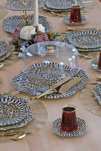 Glore Leopard Gold Gilded Glass Cake Bowl