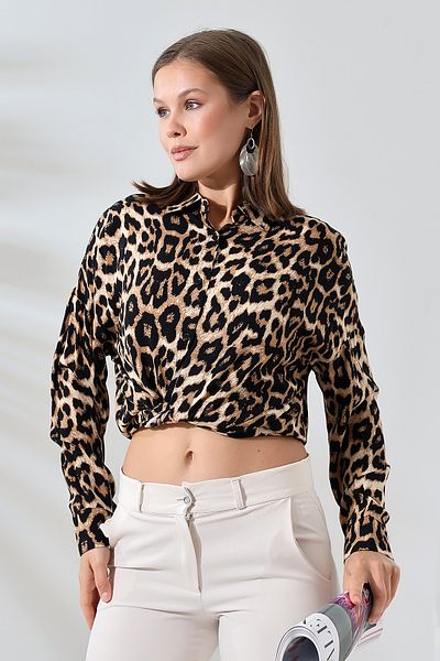 COCOCİX Cămașă scurtă pentru femei Sizon New - imprimeu leopard