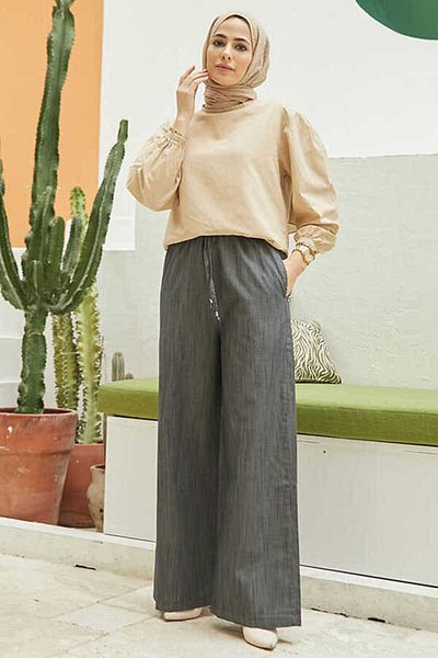 Neways 1105-Elastic Trousers Dark Gray