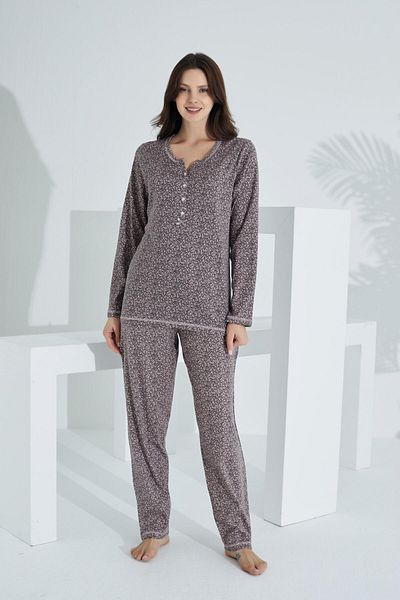 Etoile Set de pijamale pentru femei, 100% bumbac, cu mânecă lungă