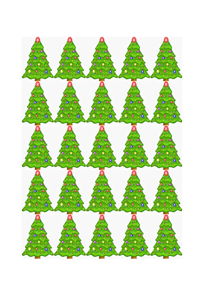 Pasta9 A4 New Year's Theme - Painted Tree Picture, I Cut and Follow My Toothp...