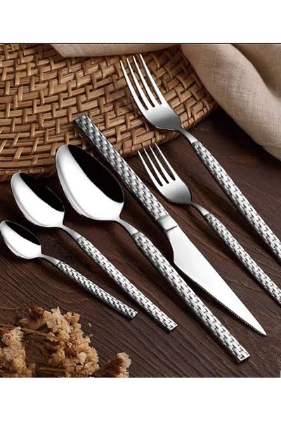 SILA 36 Pieces 6 Persons Straw Simple Fork Spoon Blade Set