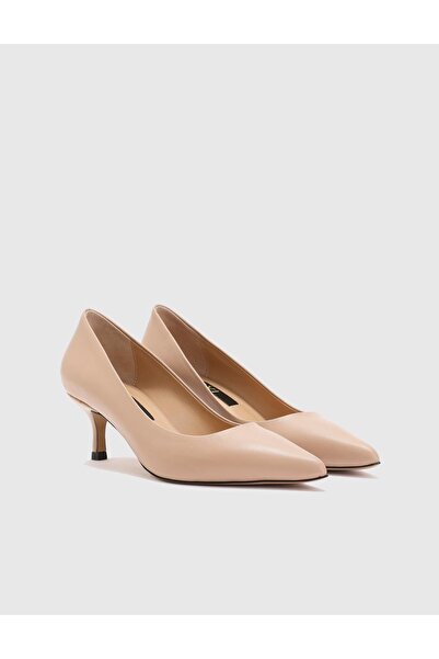 İLVİ Tromso Hakiki Deri Kadın Bej Topuklu Ayakkabı