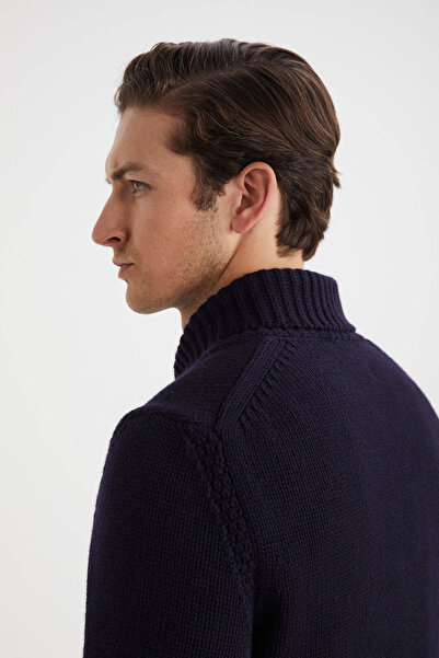 Hemington Lambswool Yün Boğazlı Lacivert Triko Kazak