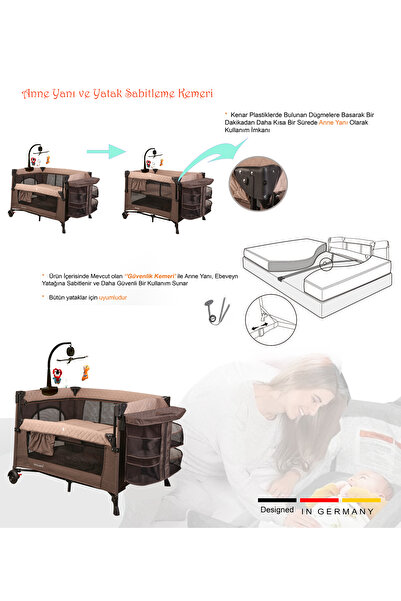 Holmer Maxi Comfort Coolstyle (Anne Yanı-Deluxe Kumaş) Premium Dönenceli Oyun Parkı/Anne Yanı 70x110cm Bej