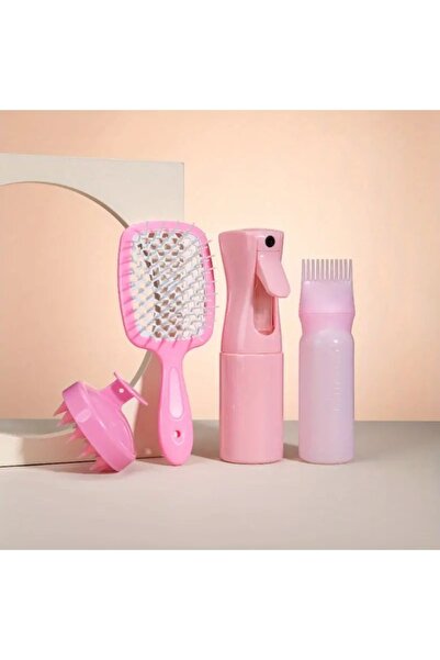 gaman 4 Parça Saç Bakım Seti, Silikon Masaj Fırçası, Yağ Uygulama Şişesi, Tar...