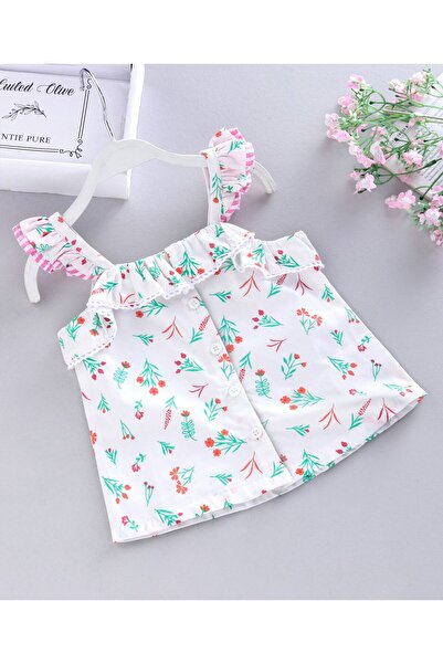 Babyoye بلوزة قطنية مطبوعة بأكمام قصيرة - متعددة الألوان