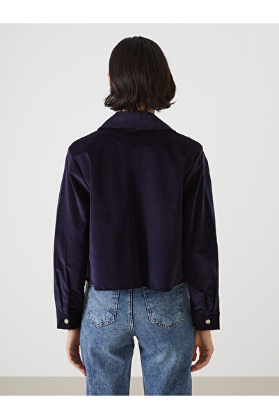 LC Waikiki Navy Blue Velvet Women's Shirt Jacket