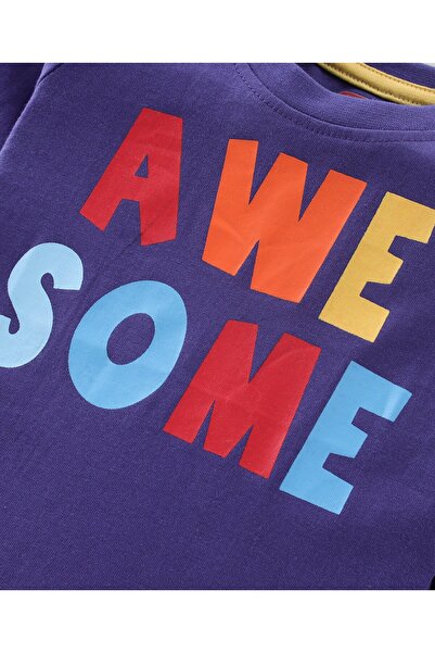 Babyhug 100% Cotton Knit Full Sleeves T-Shirt with Text Graphics - Violet