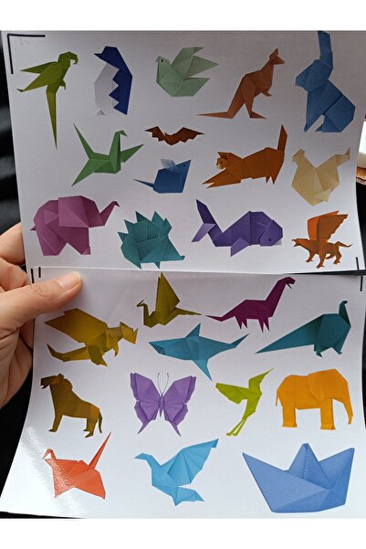 Pink Swan Craft Set de autocolante cu animale origami drăguțe, jurnal cu glon...