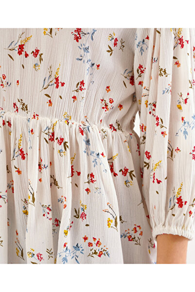 Primo Gino 3/4th Sleeves Top Floral Print- White