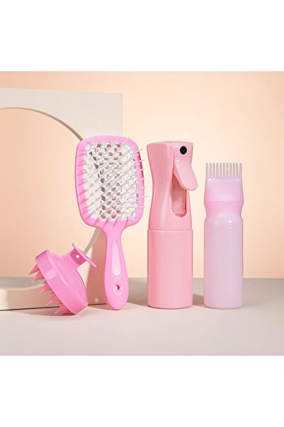 gaman 4 in 1 Saç Bakım Sprey Şişesi+Saç Bakım Yağı Uygulama Şişesi+Masaj Tara...