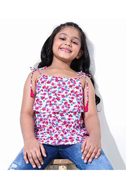 Babyhug بلوزة بأكمام قصيرة وطبعة زهور - وردي