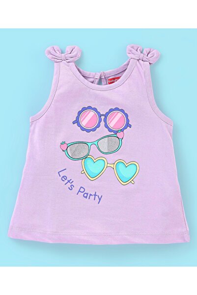 Babyhug تي شيرت بدون أكمام من القطن بنسبة 100% مع تطريزات على شكل فيونكة وطبع...