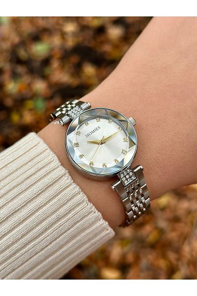 Homies Silver Color Stainless Steel Band Women's Wristwatch