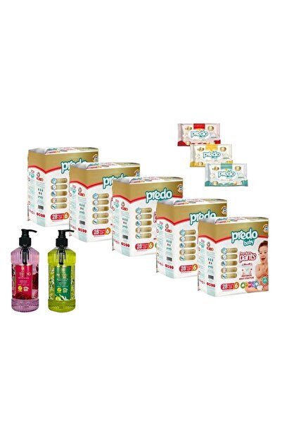 PREDO PREMİUM PANTS KÜLOT BEZ 6 NUMARA 28 Lİ 5 PAKET + SIVI SABUN 2 ADET 500 ML + 2 ADET PEÇET