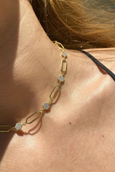 Spossy Silver Jewelry 925 Ayar Gümüş, 14 Ayar Gold, Ataç Geometrik Tasarım Ch...