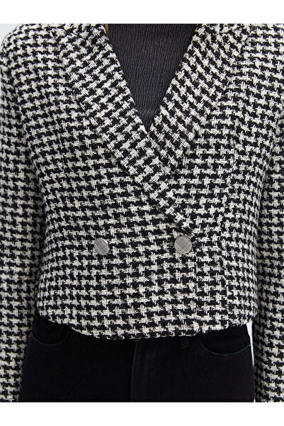 LC Waikiki Double Breasted Collar Patterned Women's Blazer Jacket
