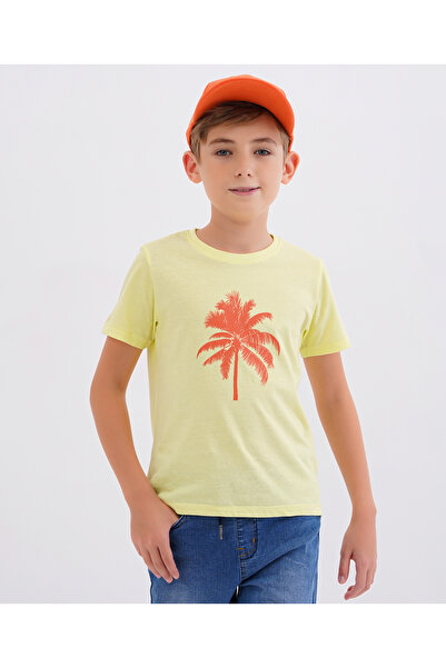 Primo Gino Half Sleeves T-Shirt Palm Tree Graphic Print - Blue