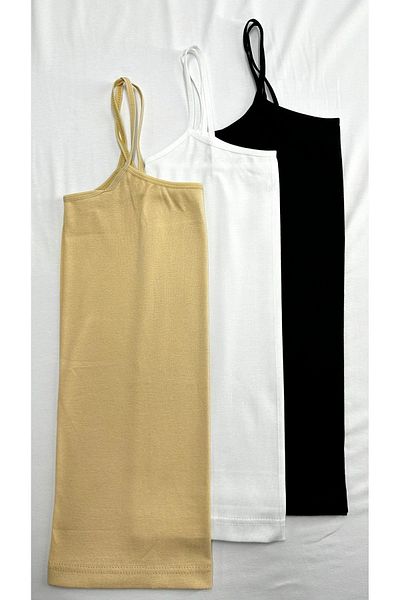 Lunamiratto Black and White Lycra Women's Undershirt Set of 3 - Rope Strap, Cotton