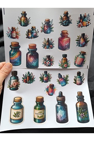 Pink Swan Craft Set de autocolante pentru sticle de ulei aromatice vintage, j...