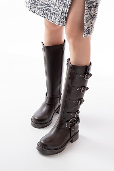 Aymood 02-346 Καφέ Ίσιες Τακούνες Καθημερινές Αναβάτες Μπότες