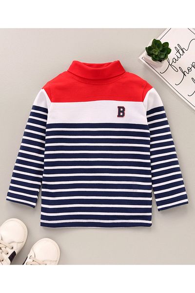 Babyhug Babyhug Striped Skivi Tee - Red & Black & White