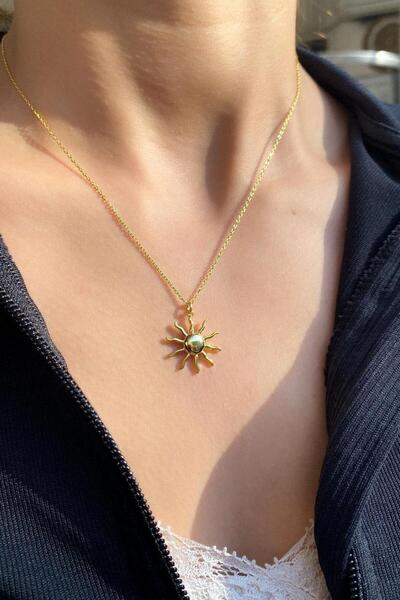Spossy Silver Jewelry 925 Ayar Gümüş, Gold, Güneş Kolye