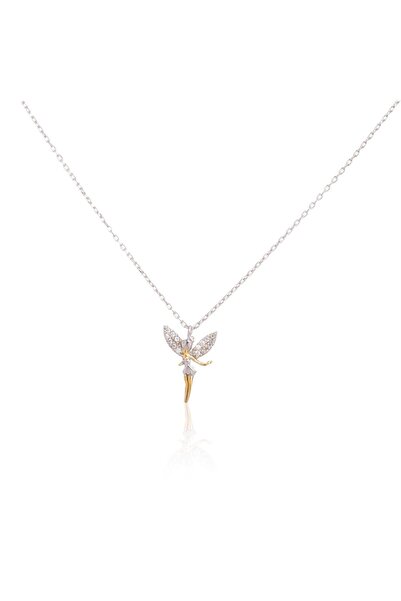 Spossy Silver Jewelry 925 Ayar Gümüş, İki Renkli Gold/Silver, Tinker Bell, Pe...