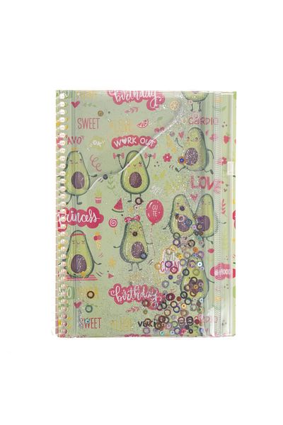 VUKİ Caiet A5 cu sclipici de avocado și husă acvatică