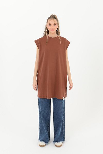 Soul Women's Basic Sleeveless T-Shirt - 30725Tun - Brown