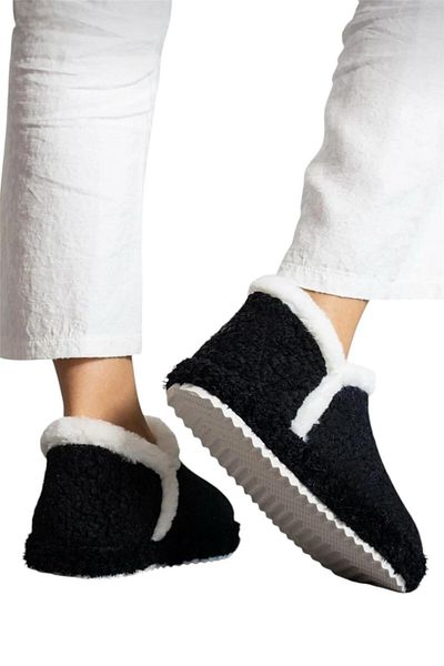 Liger Papuci Femei - Cizme Home, Pantofi Negri Eva Anti-Alunecare