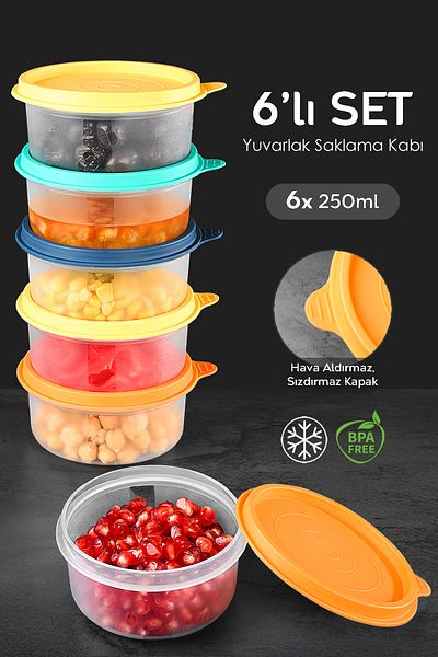 Meleni Home Colorful Round Food Storage Set of 6 - Food Container and Organizer