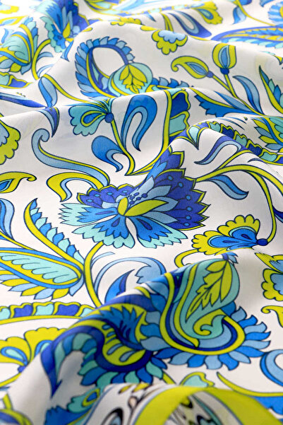 Bursa İpek Μεταξωτό μαντίλι Voile με πράσινο λουλούδι