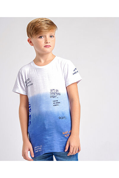 Minoti تي شيرت بأسلوب أومبري - أبيض وأزرق