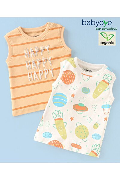 Babyoye تي شيرت بدون أكمام من القطن العضوي بنسبة 100% صديق للبيئة، عبوة من قط...