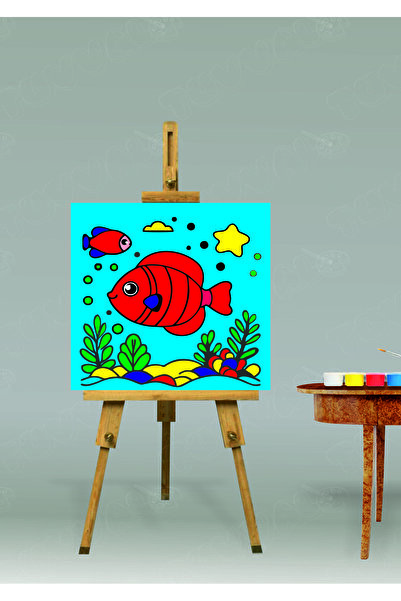 tuvval Sayılarla Boyama Kırmızı Balık 20x20 çocuk sayılarla boyama hobi tuval