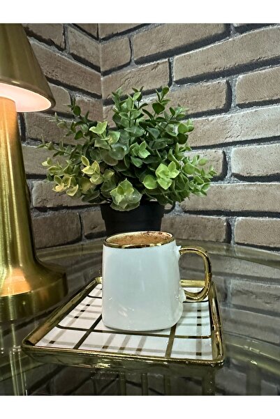 AHLE HOME 6' lı Alt Tabak Desenli Lüks Kahve Fincanı