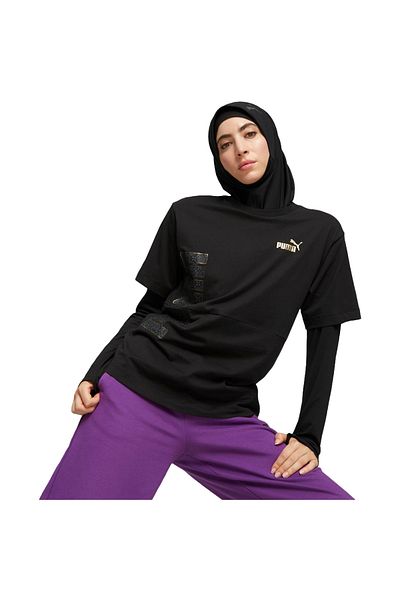 Puma Μπλουζάκι Puma Power Logo Love, Μαύρο, Γυναικείο