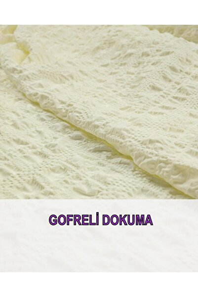 Kumaş Parça Крем Ренклі Гофрелі Докума - En 140 см x Boy 200 см